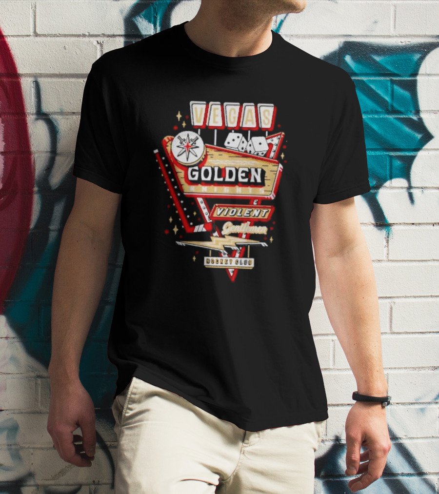 Vegas Golden Knights Violent Gentlemen Hockey Club Playing Card Style T-Shirt