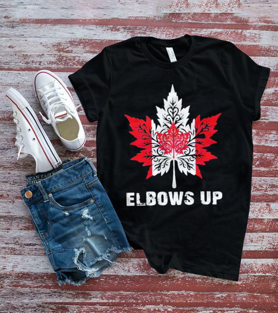 Elbows Up Canada Maple Leaf True North Strong Vintage T-Shirt