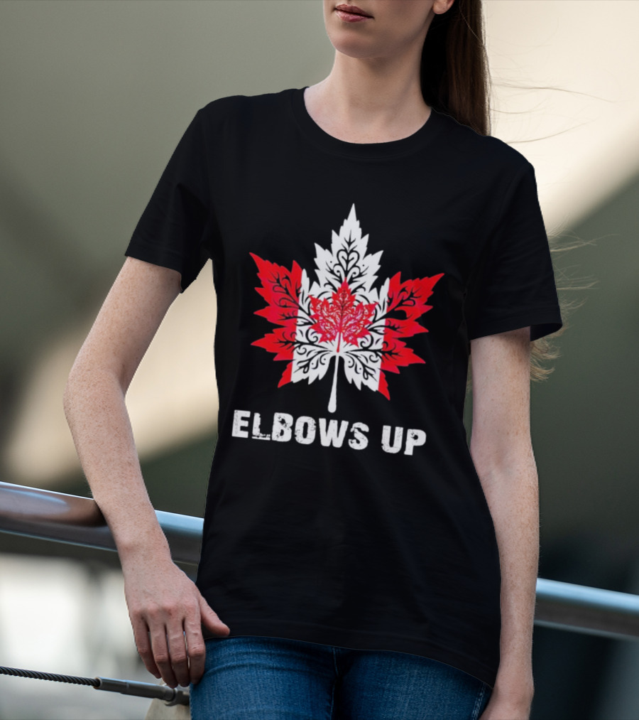 Elbows Up Canada Maple Leaf True North Strong Vintage T-Shirt