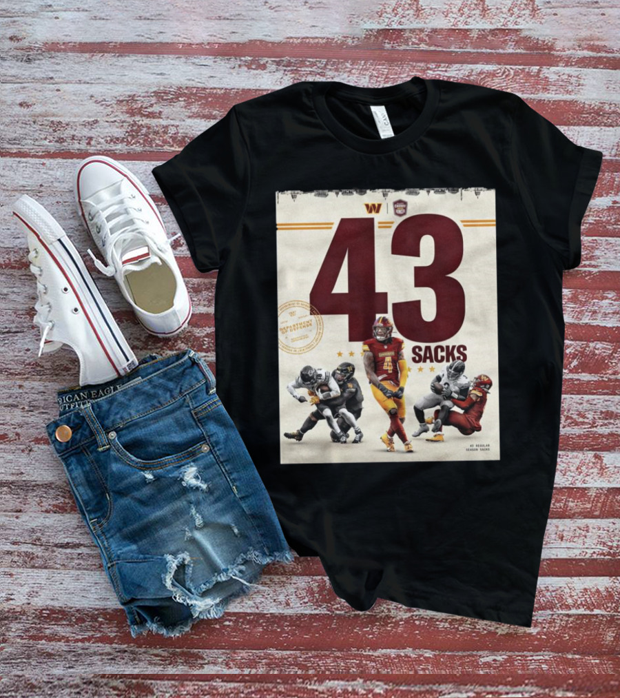 Washington Commanders 43 Sacks Chunky Sacks Hunger Program T-Shirt
