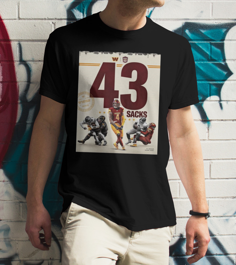 Washington Commanders 43 Sacks Chunky Sacks Hunger Program T-Shirt