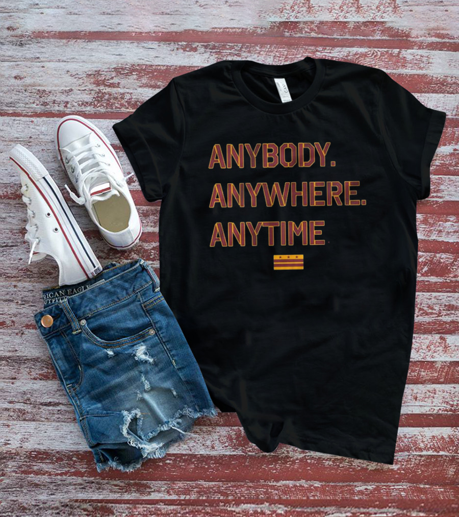 Washington Football Anybody Anywhere Anytime Burgundy Gold Stripes Stars T-Shirt