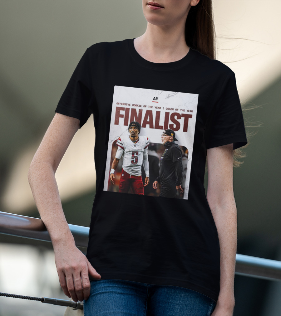 Washington Commanders Jayden Daniels Offensive Rookie And Dan Quinn Coach Finalist T-Shirt