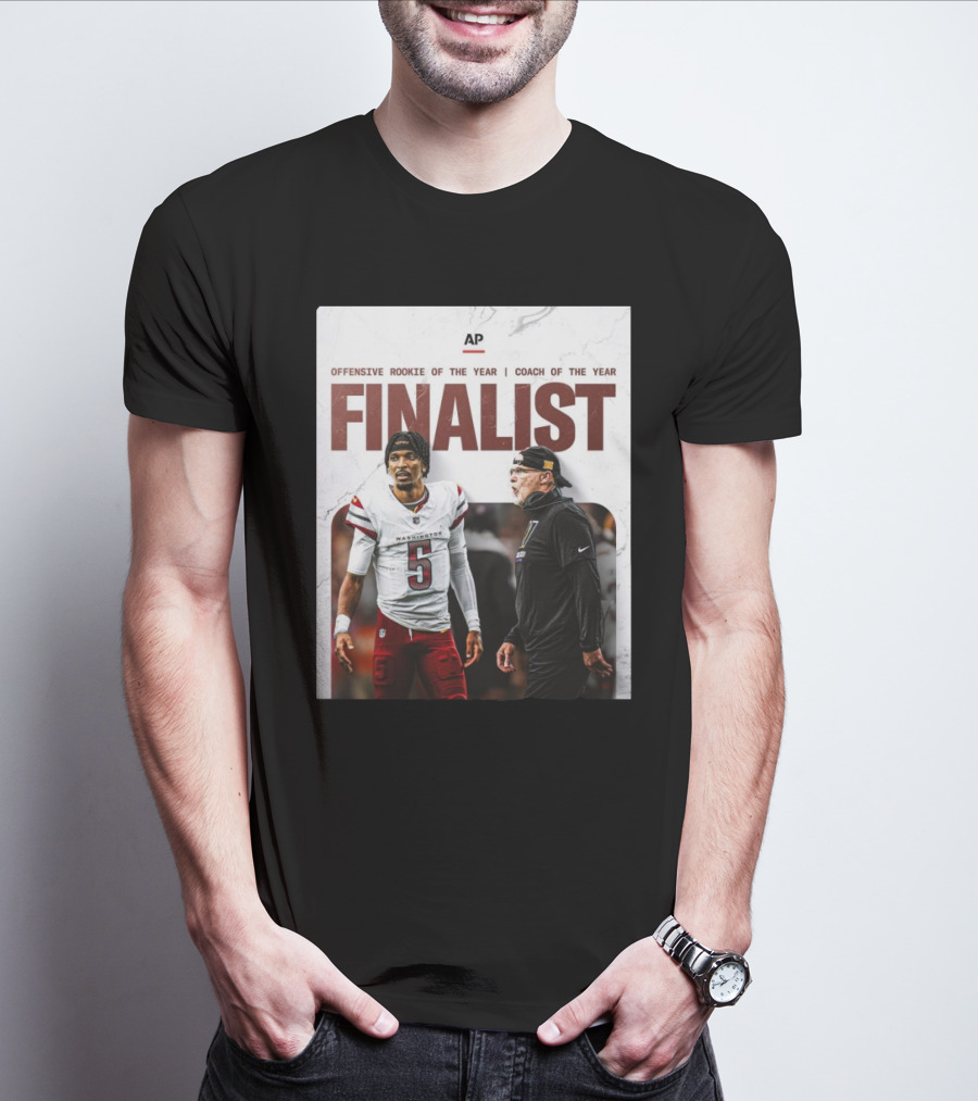 Washington Commanders Jayden Daniels Offensive Rookie And Dan Quinn Coach Finalist T-Shirt