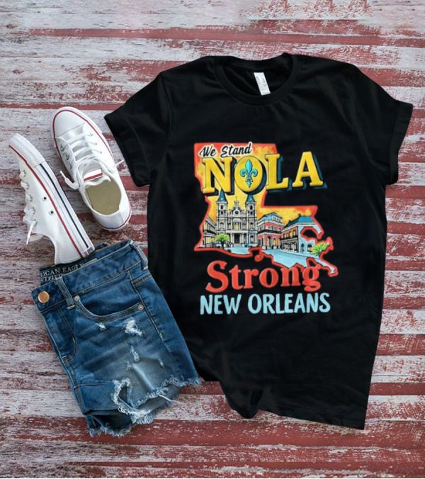 We Stand NOLA Strong New Orleans Fleur-de-lis Map Iconique T-Shirt