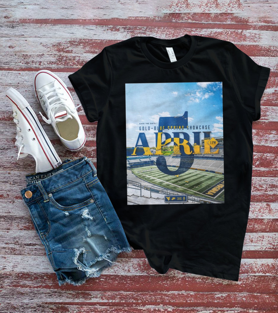 West Virginia Mountaineers Save The Date Gold Blue Spring Showcase April 5 2025 1 PM T-Shirt