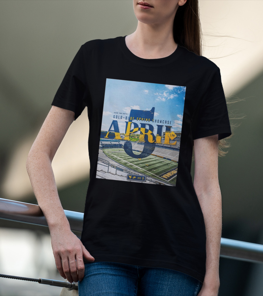 West Virginia Mountaineers Save The Date Gold Blue Spring Showcase April 5 2025 1 PM T-Shirt