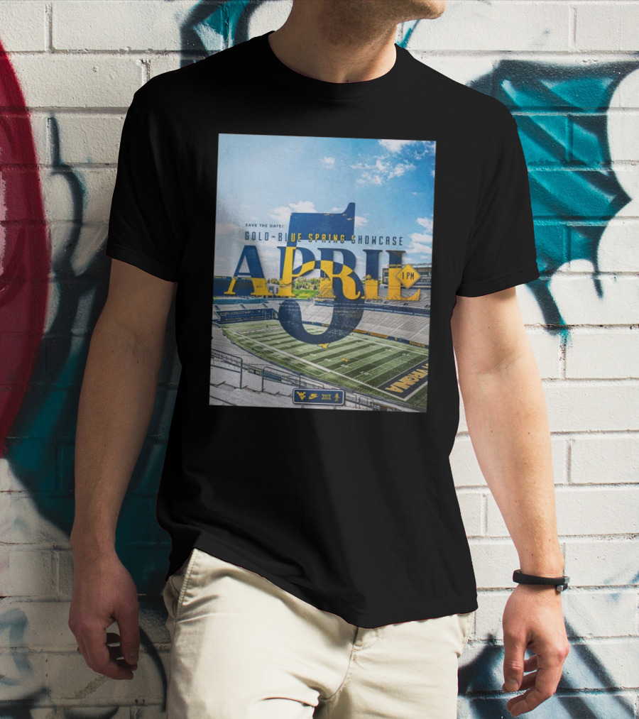 West Virginia Mountaineers Save The Date Gold Blue Spring Showcase April 5 2025 1 PM T-Shirt