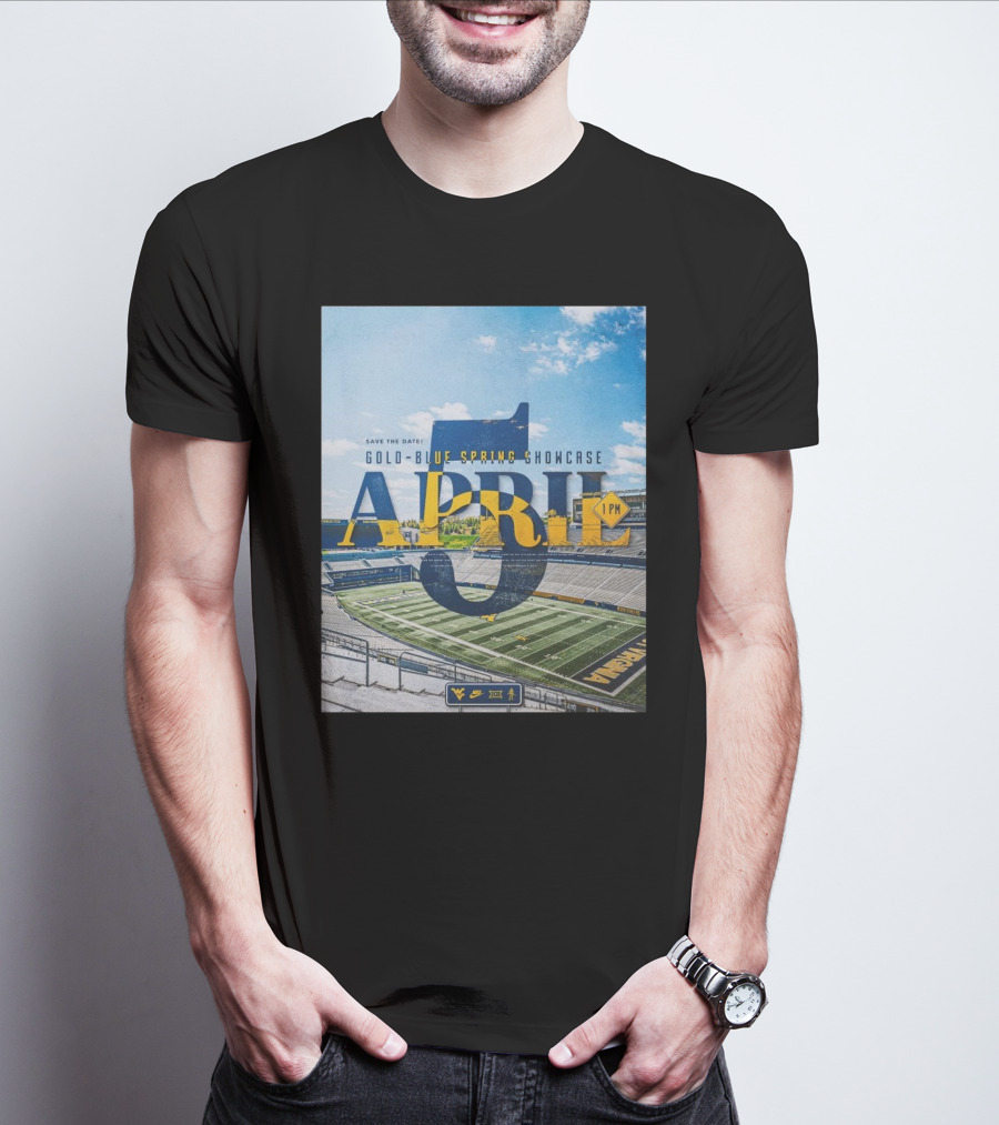 West Virginia Mountaineers Save The Date Gold Blue Spring Showcase April 5 2025 1 PM T-Shirt