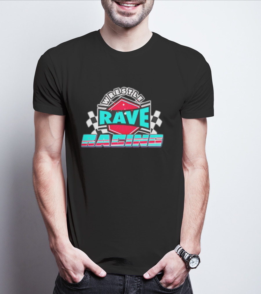 WrestleRave Racing Checkered Flag Retro Style T-Shirt