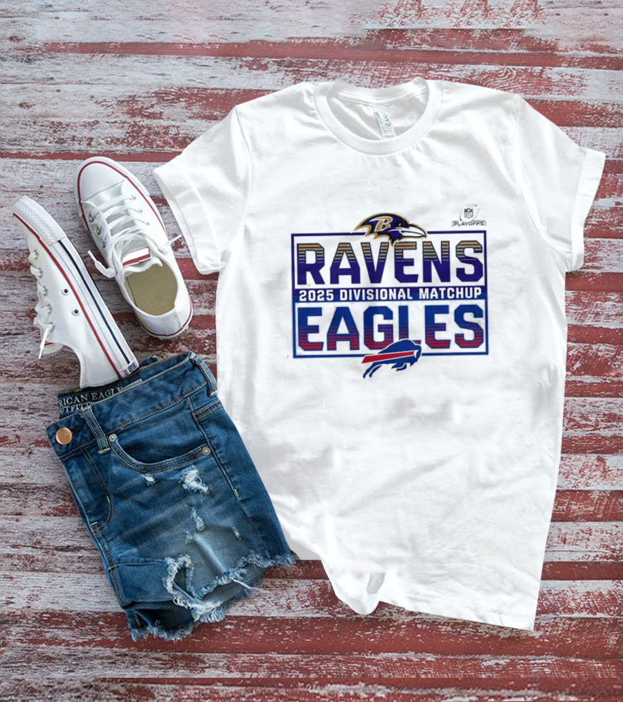 2025 NFL Playoffs Ravens Vs Eagles Divisional Matchup T-Shirt