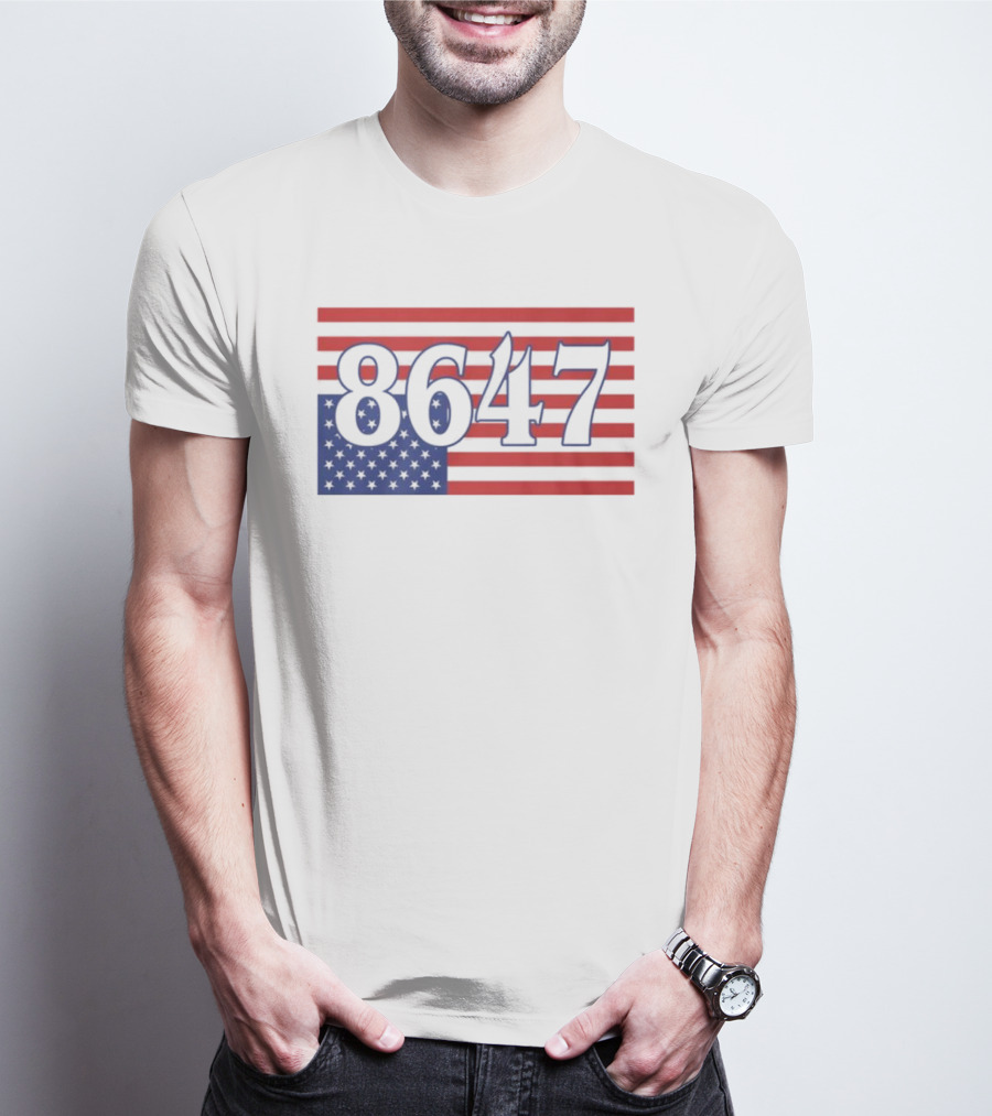 8647 American Flag Inverted Red Blue Stripes T-Shirt