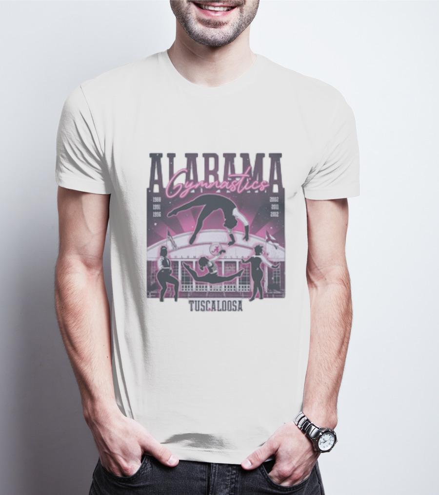Alabama Gymnastics Over The Coliseum Tuscaloosa With Years 1988 1991 1996 2002 2011 2012 T-Shirt