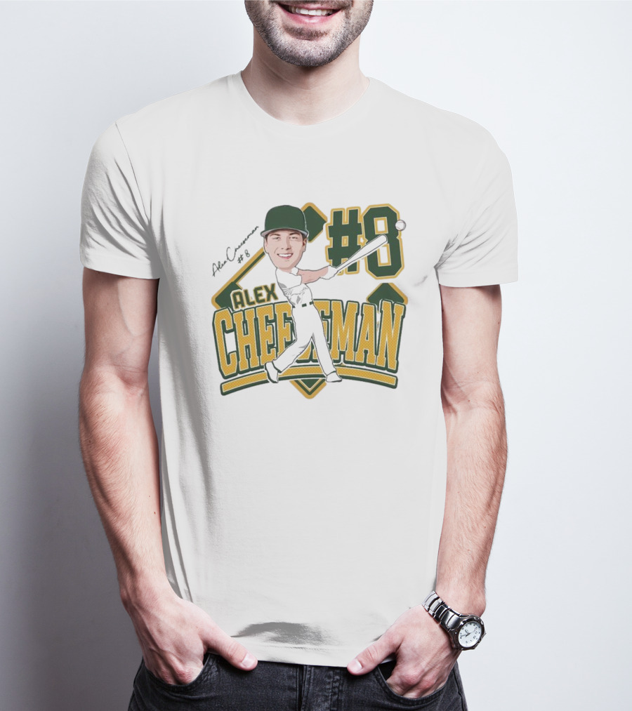 Alex Cheeseman #8 Baseball Caricature 2025 T-Shirt