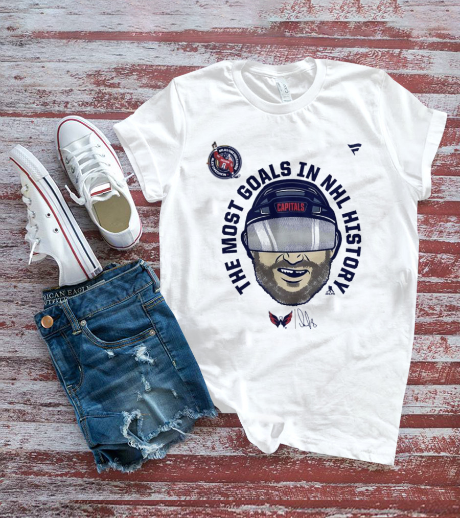 Alexander Ovechkin Capitals The Most Goals In NHL History Caricature T-Shirt