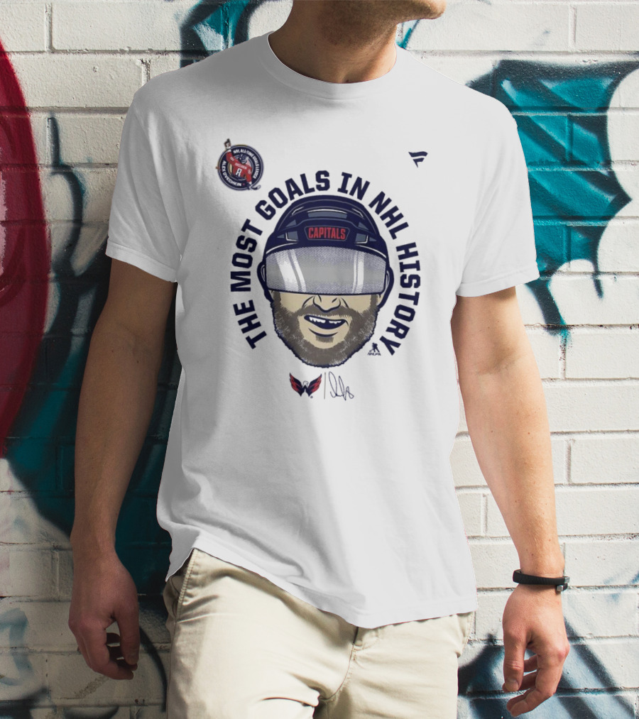 Alexander Ovechkin Capitals The Most Goals In NHL History Caricature T-Shirt
