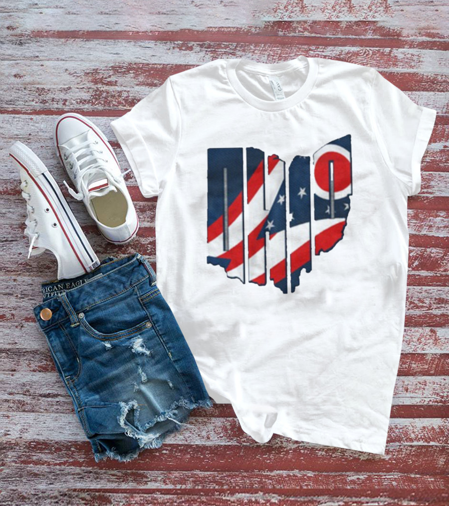 Ohio State Flag USA Cleveland Columbus Basketball 2025 T-Shirt