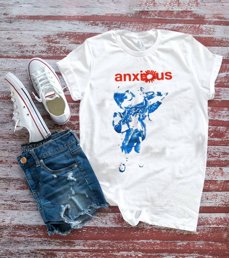 Anxious Blue Abstract Deer Kid T-Shirt