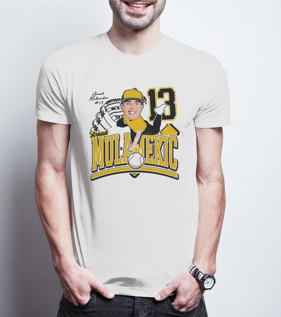 Arnad Mulamekic Baseball 13 Player Underhand Catcher Yellow Outfit T-Shirt