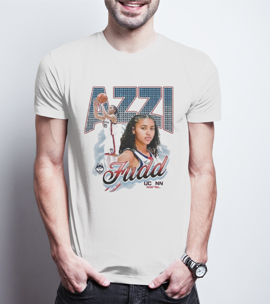 Azzi Fudd UConn Basketball 2025 Player Portrait And Action Shot T-Shirt