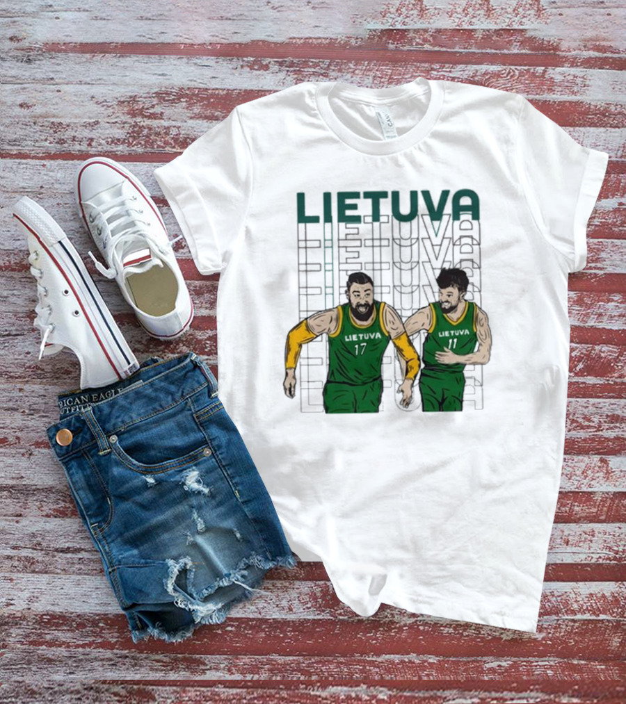 Lietuva Basketball Players Bokštai 17 Running Team Spirit T-Shirt