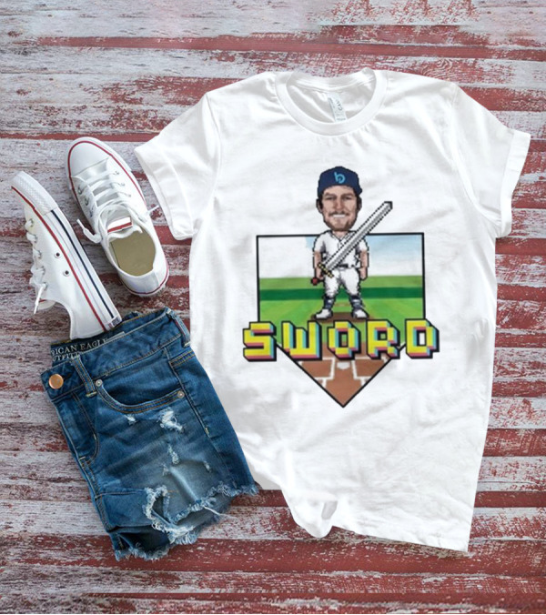 Pixelated Baseball Player Sword Bauer Outage T-Shirt