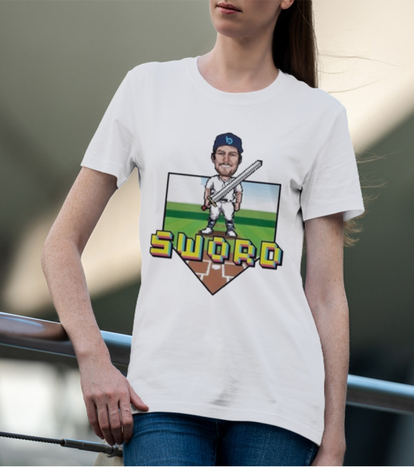 Pixelated Baseball Player Sword Bauer Outage T-Shirt