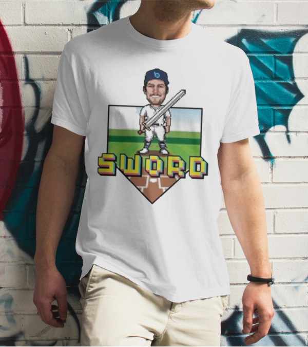 Pixelated Baseball Player Sword Bauer Outage T-Shirt
