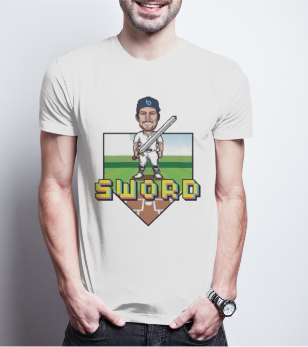 Pixelated Baseball Player Sword Bauer Outage T-Shirt