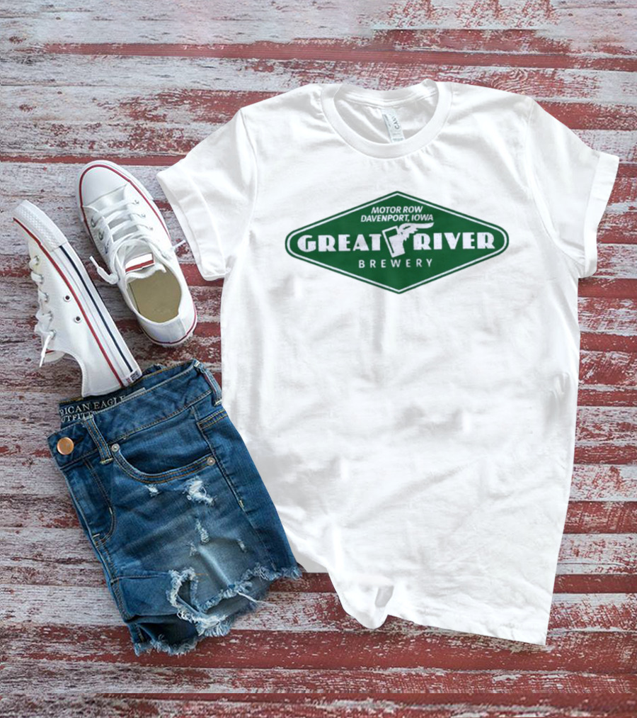 Motor Row Davenport Iowa Great River Brewery T-Shirt