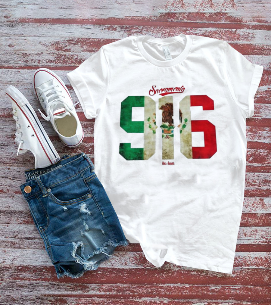 Sacramento 916 Big Boys Mexican Flag Design T-Shirt