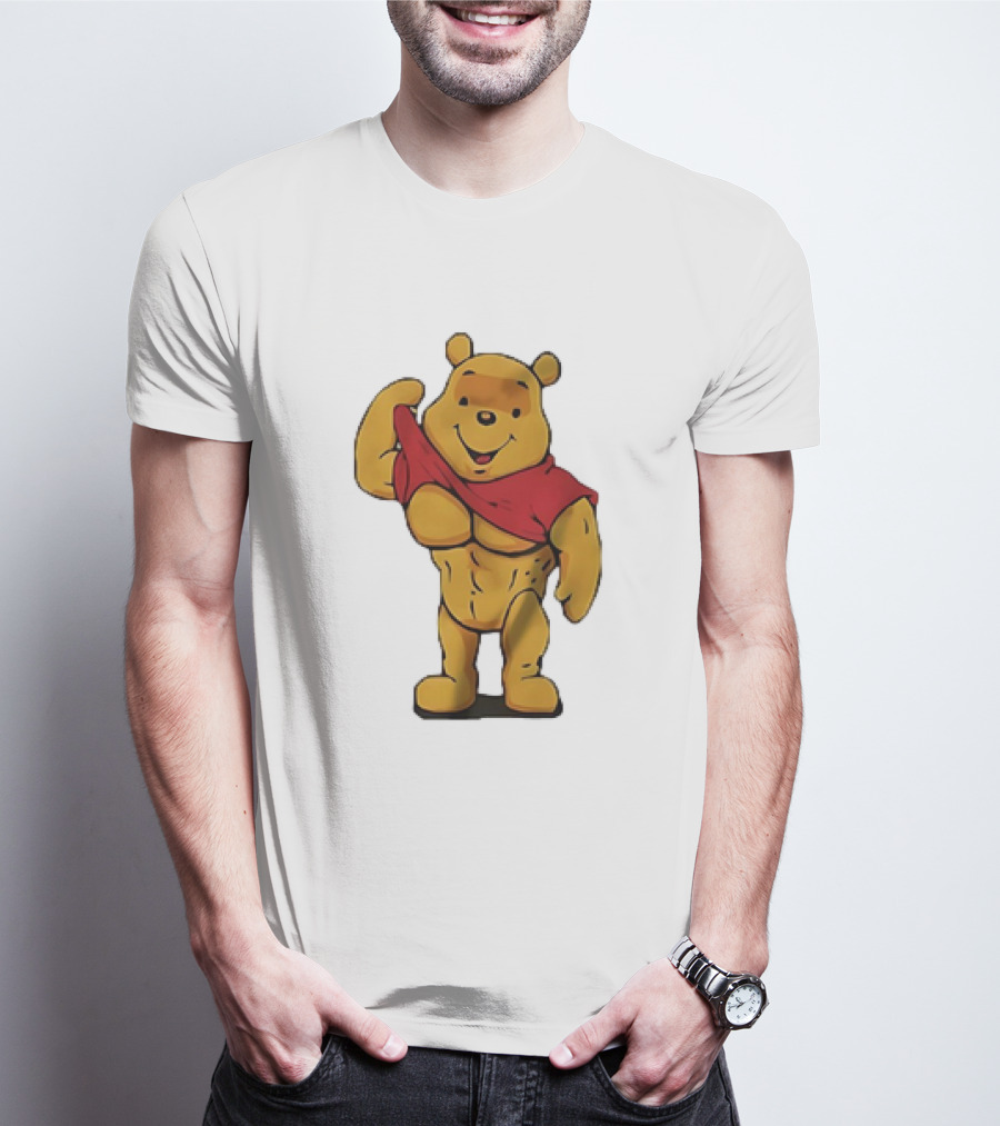 Buff Winnie The Pooh Flexing Muscles Bodybuilder Parody T-Shirt