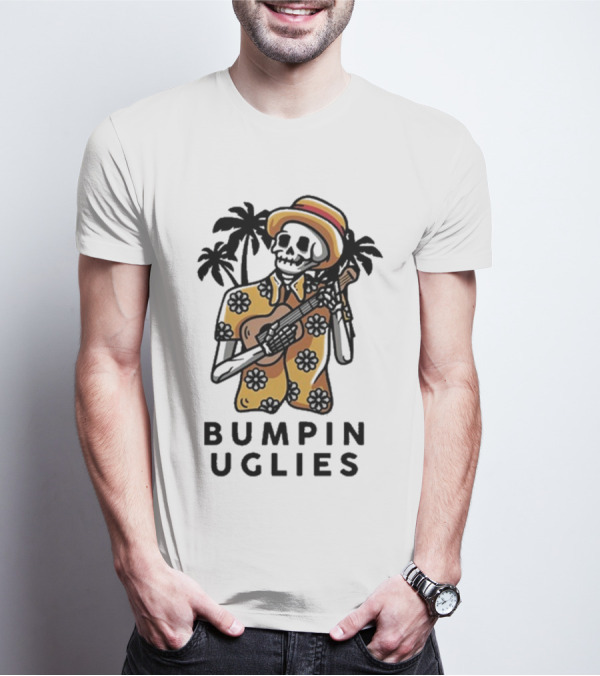 Bumpin Uglies Skeleton Playing Ukulele In Hawaiian T-Shirt