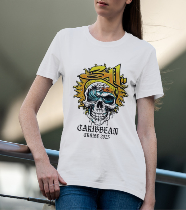 311 Caribbean Cruise 2025 Skull Wave T-Shirt