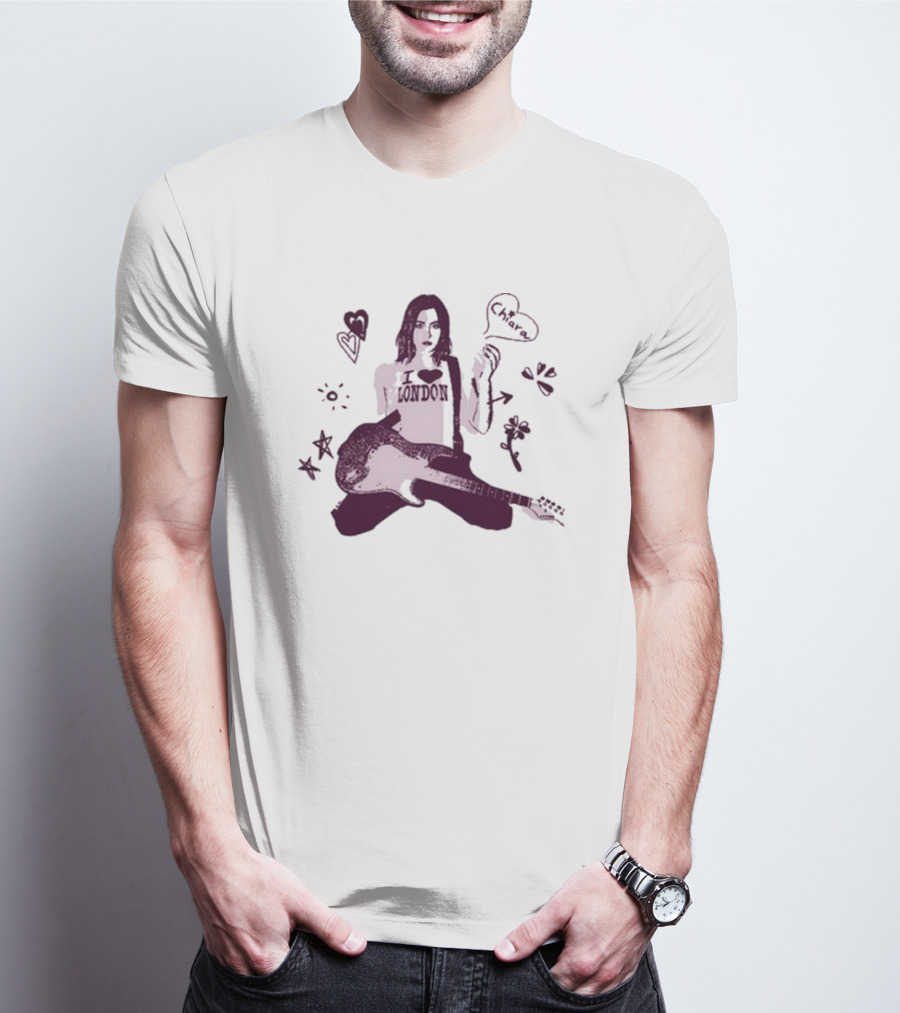 Chiara Oliver Libreta Rosa I Love London Guitar Art T-Shirt