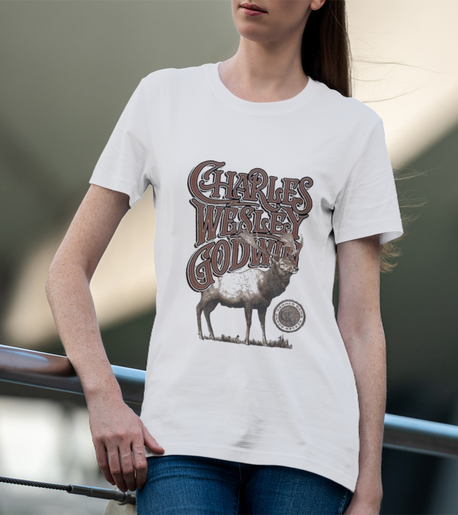 Charles Wesley Godwin Elk Lonely Mountain Town T-Shirt