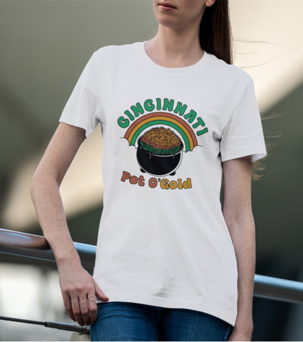 Cincinnati Pot O Gold Rainbow St Patricks Day T-Shirt