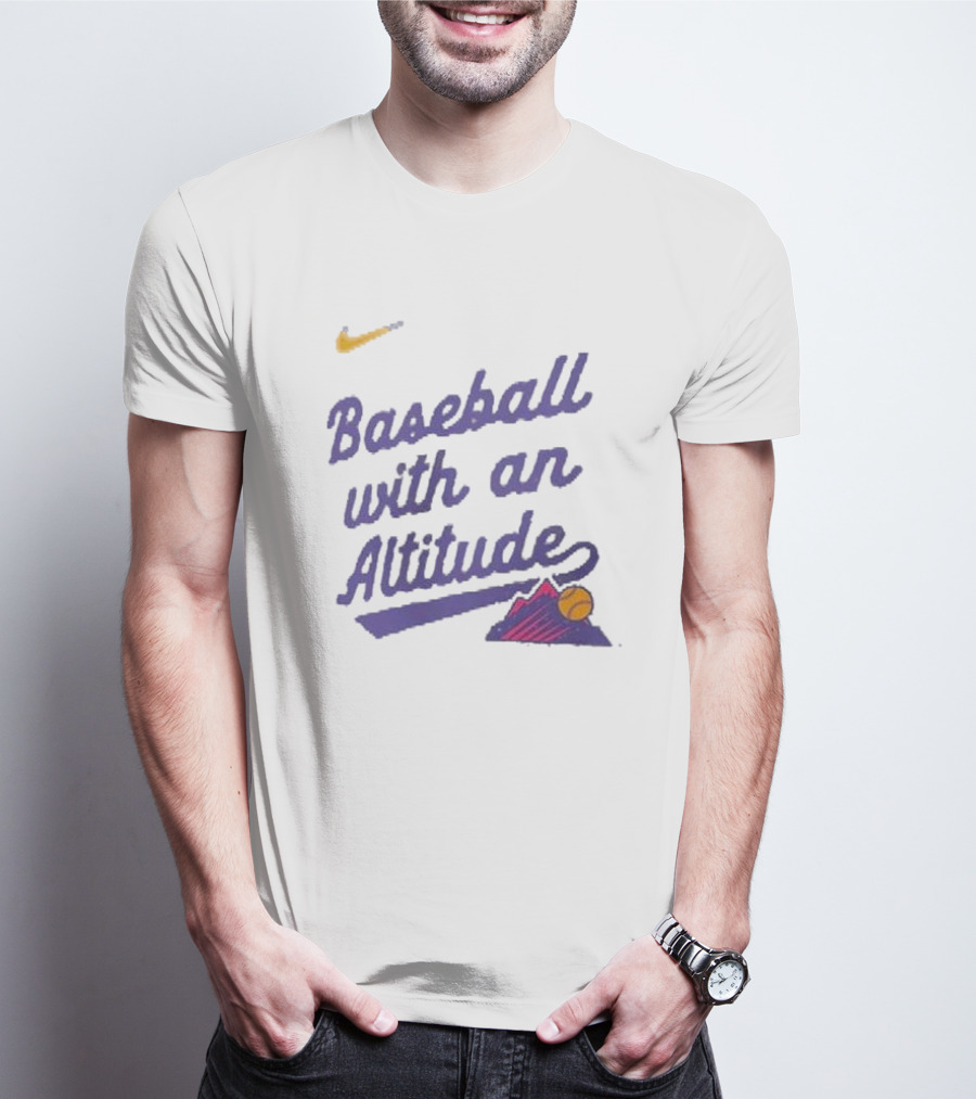 Nike Baseball With An Altitude Rockies Mountains Graphic T-Shirt