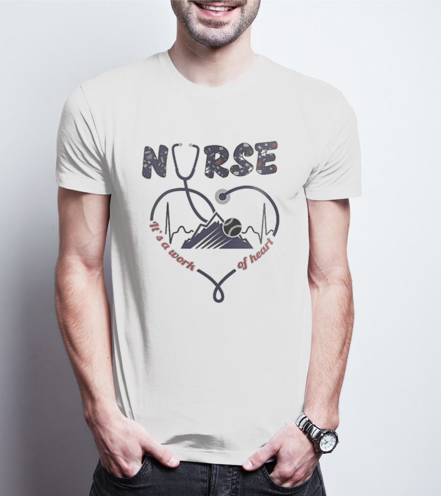 Colorado Rockies Nurses Appreciation Night 2025 Nurse Heartbeat Stethoscope Baseball T-Shirt