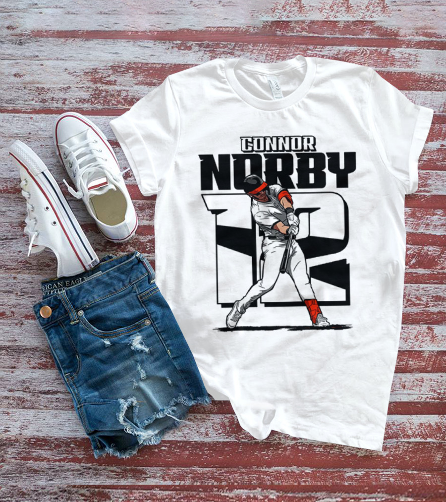 Solid Black Silhouette Baseball Connor Norby #12 Orioles Player T-Shirt