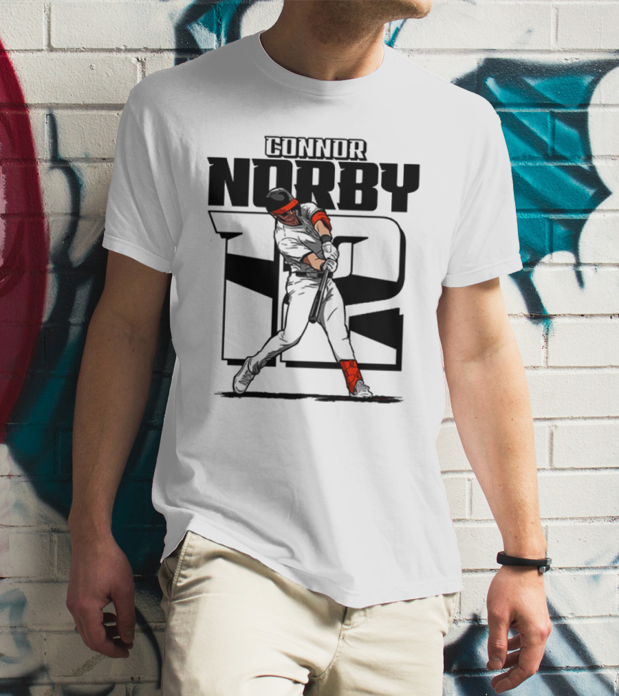 Solid Black Silhouette Baseball Connor Norby #12 Orioles Player T-Shirt
