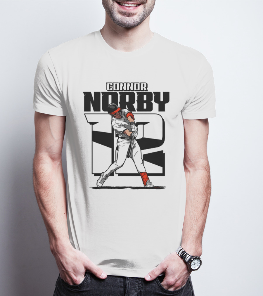 Solid Black Silhouette Baseball Connor Norby #12 Orioles Player T-Shirt
