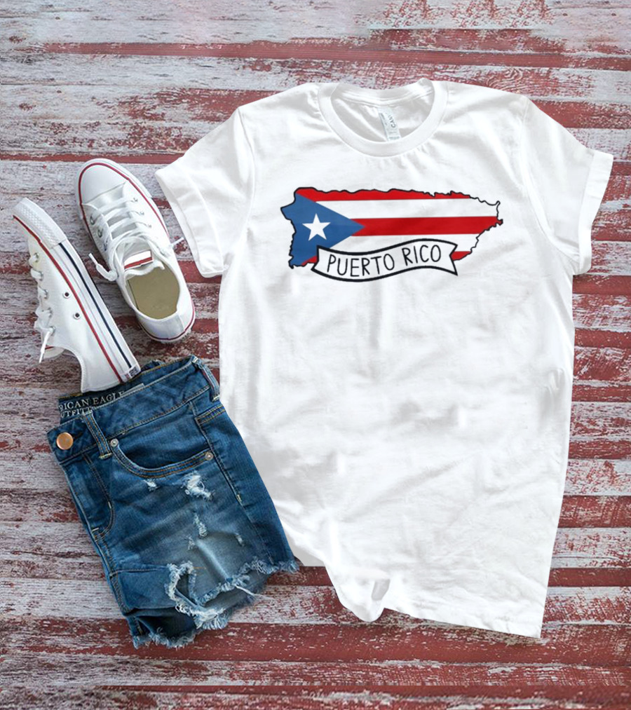 Dayjaavu Puerto Rico Flag And Island Map T-Shirt