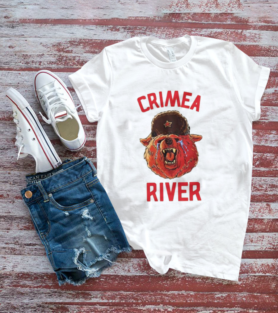 Crimea River Bear In Soviet Hat Crying Russia T-Shirt