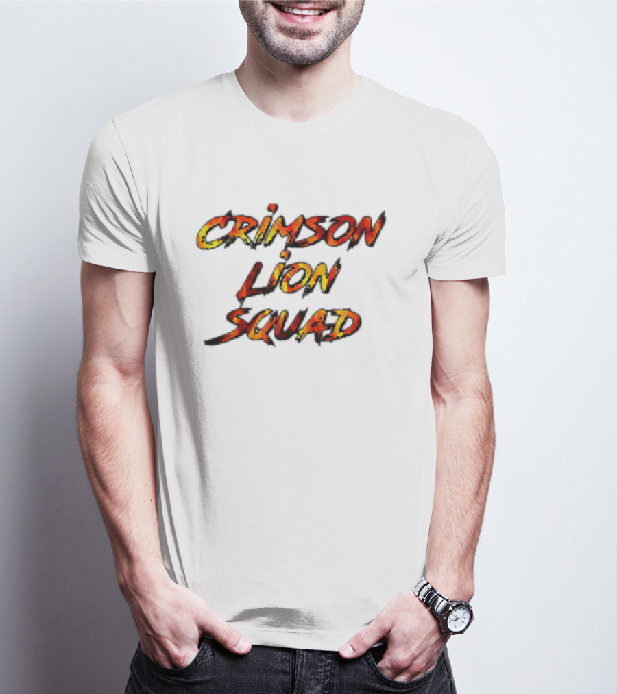 Crimson Lion Squad Fiery Bold Text Style T-Shirt