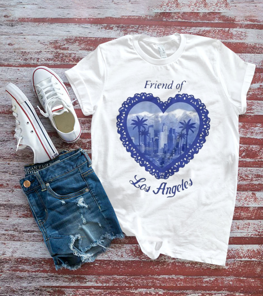 Friend Of Los Angeles Crooked Jon Lovett Heart Skyline Palms T-Shirt