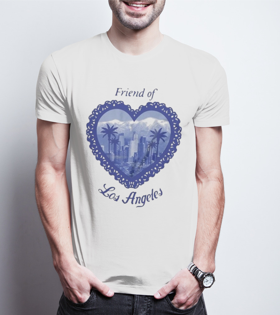 Friend Of Los Angeles Crooked Jon Lovett Heart Skyline Palms T-Shirt