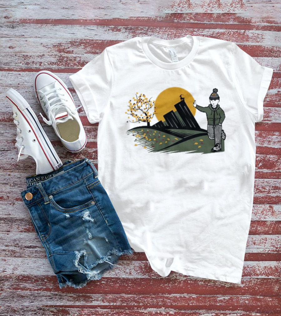 Daft Laddie Autumn Outdoors Skyline With Person Walking T-Shirt