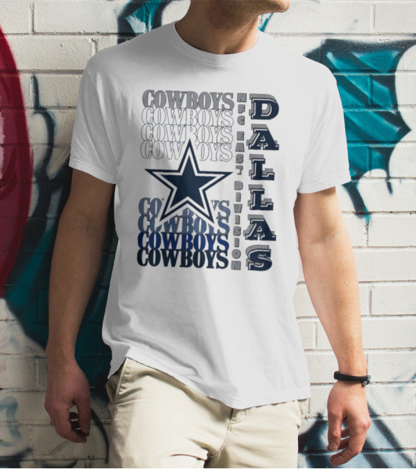 Dallas Cowboys NFC East Division Star Graphics Cowboys Text Pattern T-Shirt