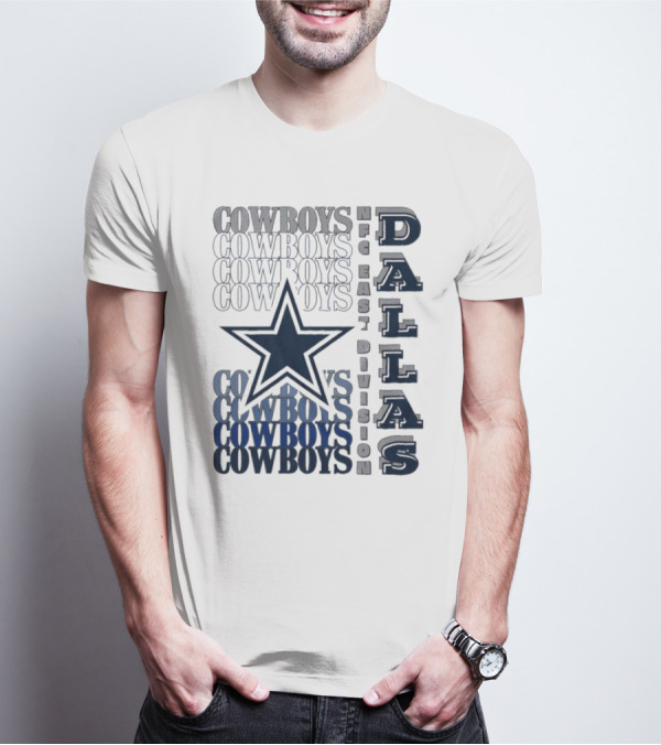 Dallas Cowboys NFC East Division Star Graphics Cowboys Text Pattern T-Shirt